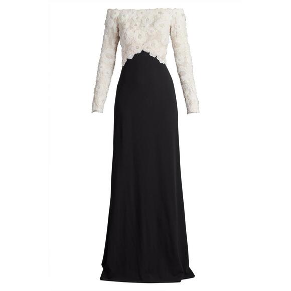 NEW, Tadashi Shoji Rhinestone Floral Off the Shoulder Gown Sz 6 #LD220 - Picture 3 of 8